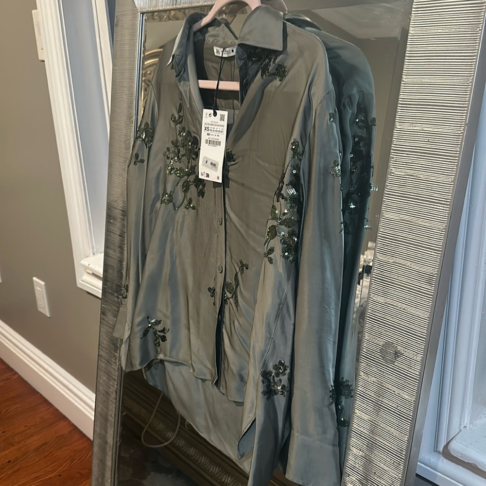ZARA SATIN and EMBELLISHMED CO ORD SET